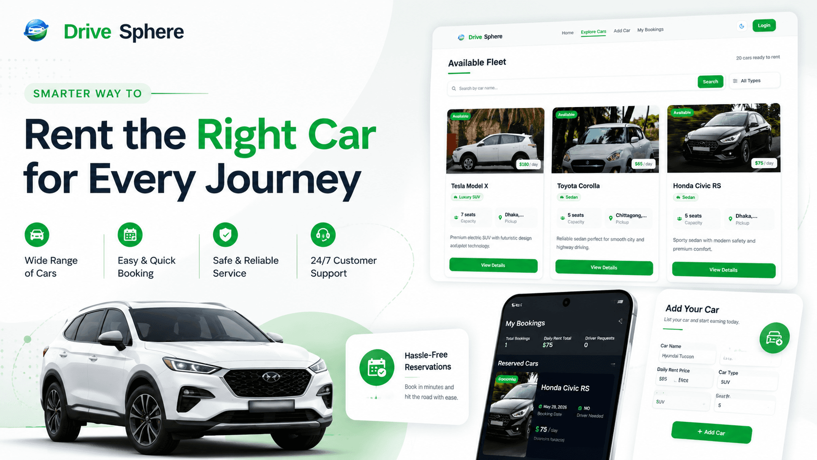 DriveShpare | Modern car rental web application using NextJS